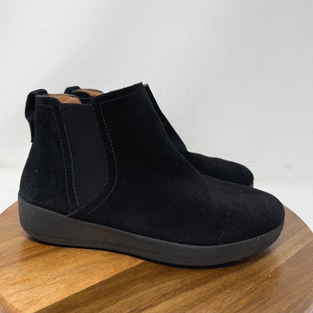 FitFlop Sumi Black Suede Chelsea Ankle Boots Womens 7.5‎ C47-001 Supercomff
